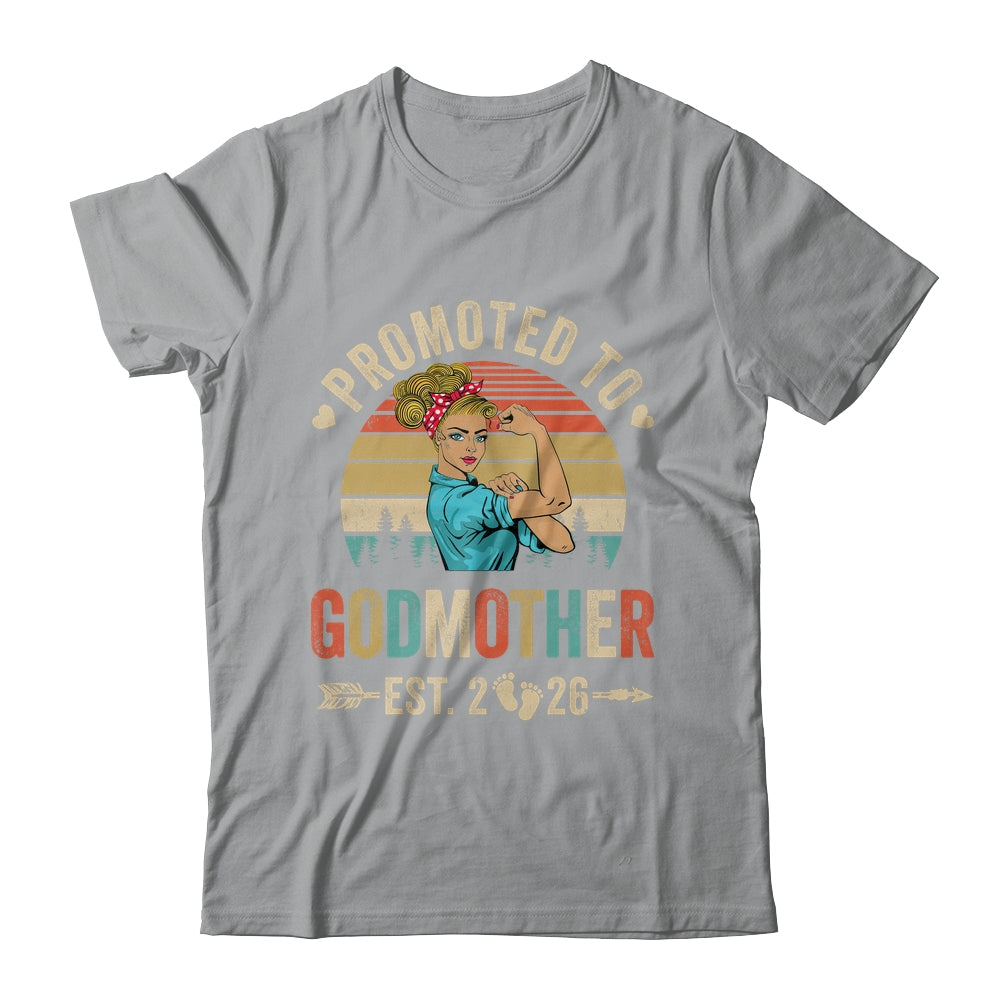 Promoted To Godmother Est 2026 Retro First Time Aunt Shirt & Tank Top | siriusteestore