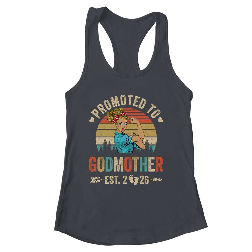 Promoted To Godmother Est 2026 Retro First Time Aunt Shirt & Tank Top | siriusteestore