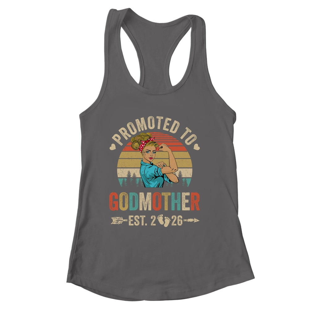 Promoted To Godmother Est 2026 Retro First Time Aunt Shirt & Tank Top | siriusteestore