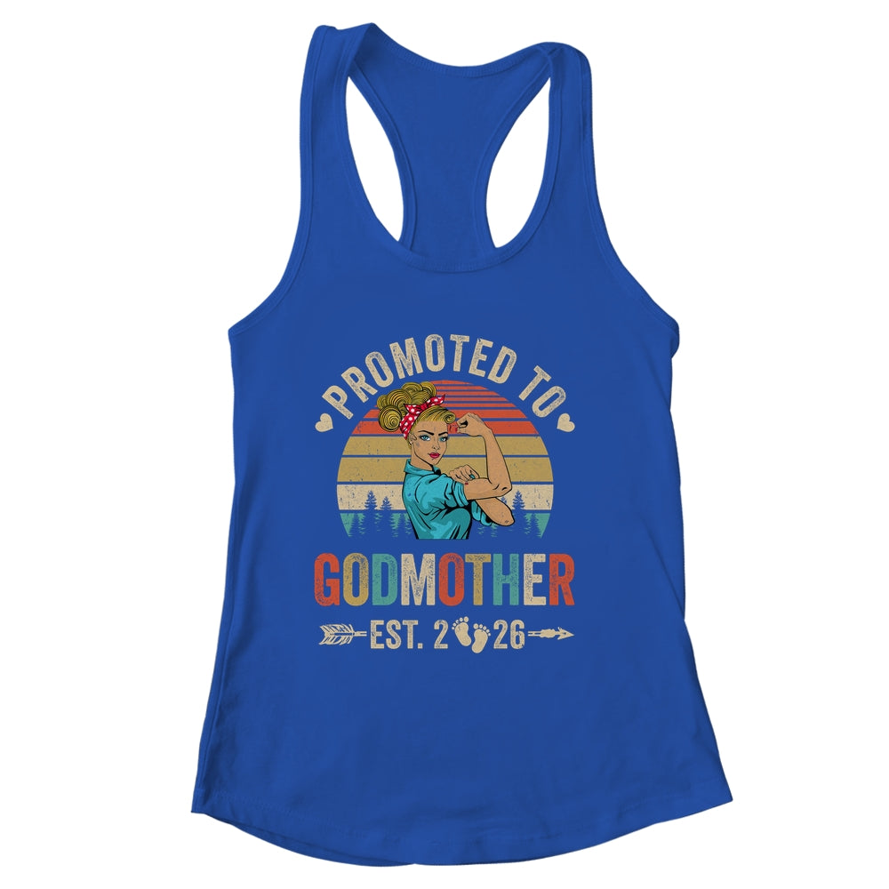 Promoted To Godmother Est 2026 Retro First Time Aunt Shirt & Tank Top | siriusteestore