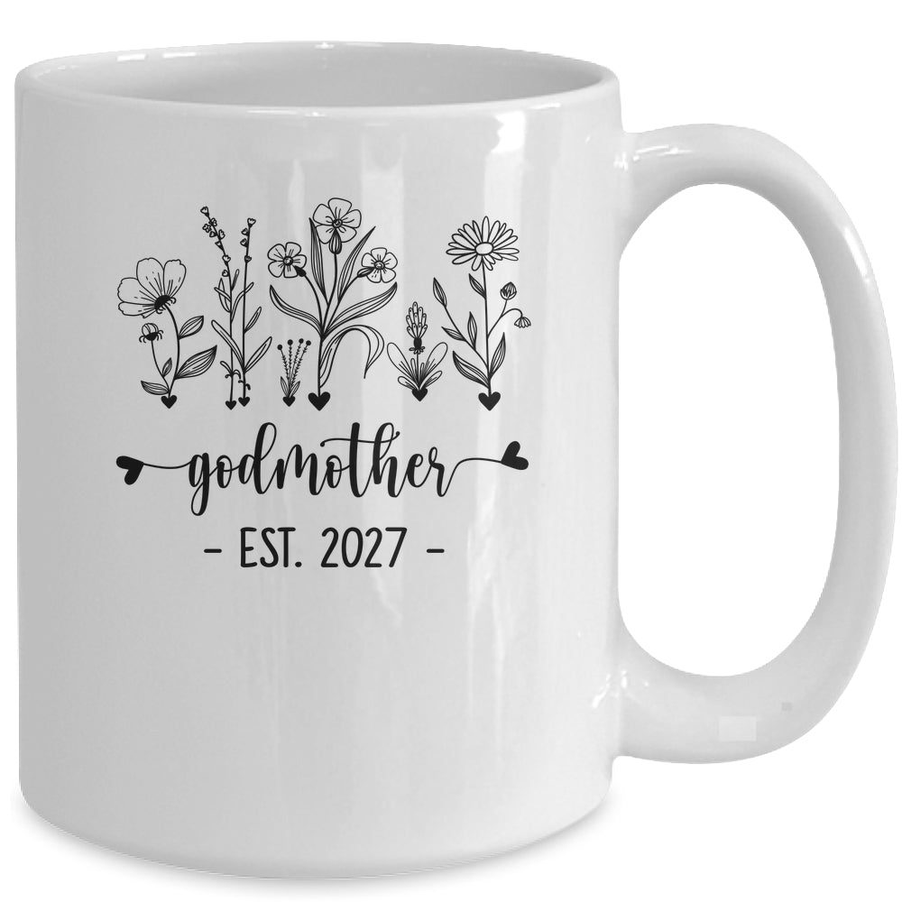 Promoted To Godmother Est 2027 Pregnancy Announcement Flower Mug | siriusteestore