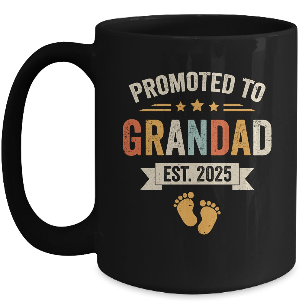 Promoted To Grandad 2025 Retro Soon To Be Grandad Est 2025 Mug | siriusteestore