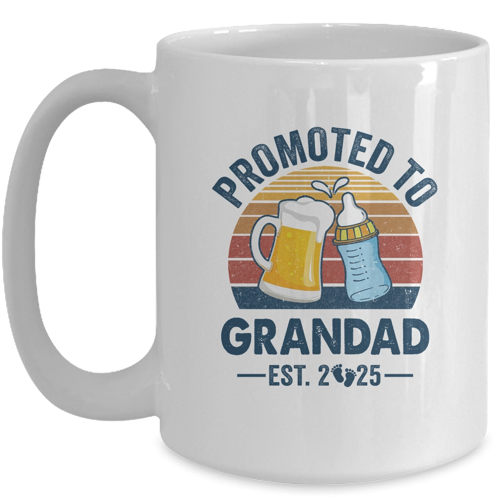 Promoted To Grandad Est 2025 First Time Fathers Day Vintage Mug | siriusteestore