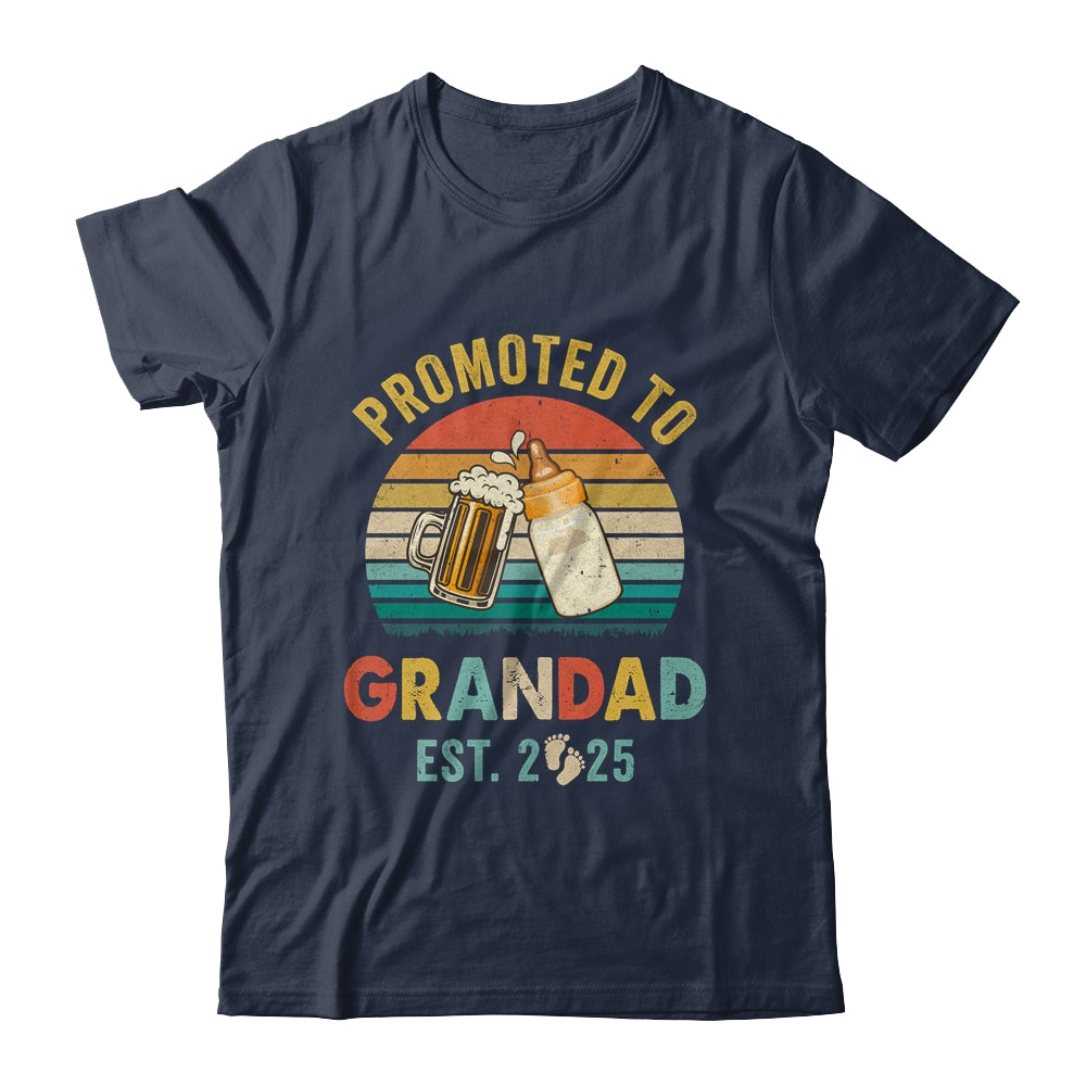 Promoted To Grandad Est 2025 Vintage New Fathers Day Shirt & Hoodie | siriusteestore