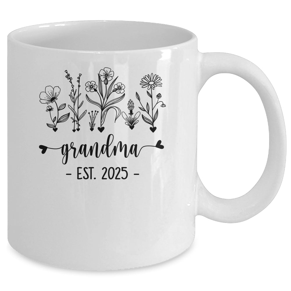 Promoted To Grandma Est 2025 Pregnancy Announcement Flower Mug | siriusteestore