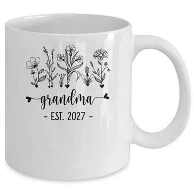 Promoted To Grandma Est 2027 Pregnancy Announcement Flower Mug | siriusteestore