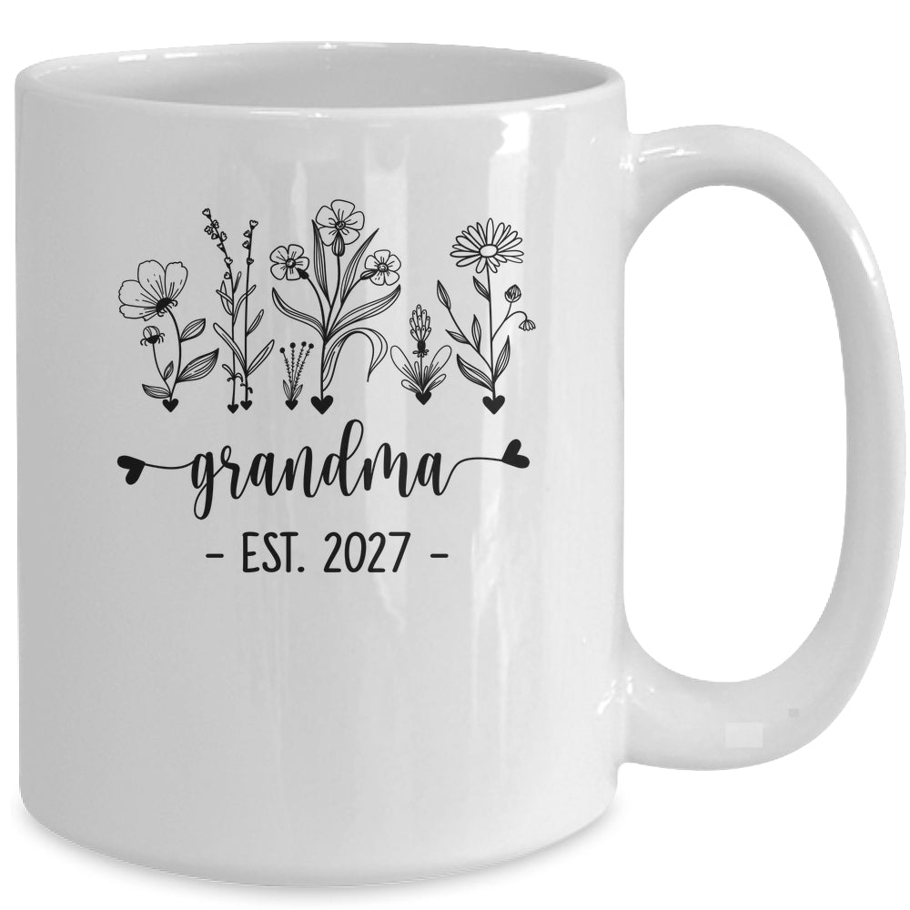 Promoted To Grandma Est 2027 Pregnancy Announcement Flower Mug | siriusteestore