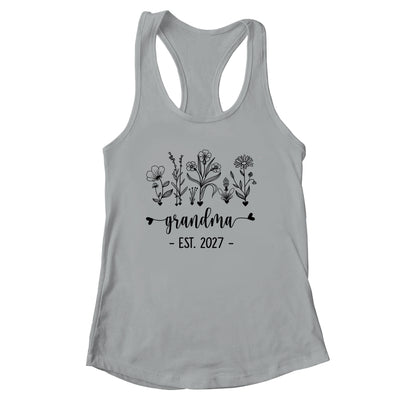 Promoted To Grandma Est 2027 Pregnancy Announcement Flower Shirt & Tank Top | siriusteestore