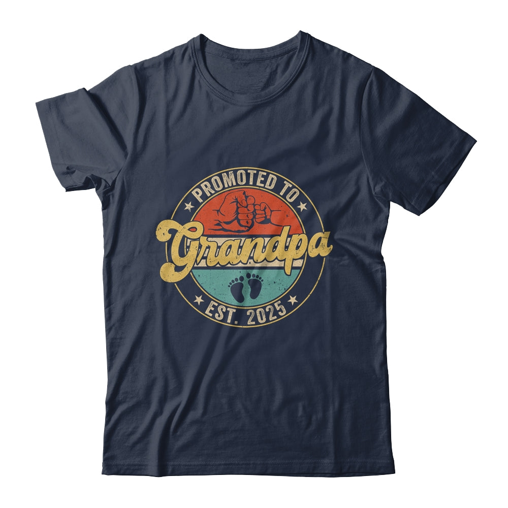 Promoted To Grandpa 2025 Pregnancy New First Grandpa Retro Shirt & Hoodie | siriusteestore