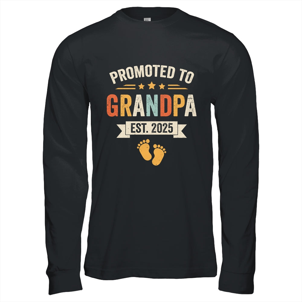 Promoted To Grandpa 2025 Retro Soon To Be Grandpa Est 2025 Shirt & Hoodie | siriusteestore