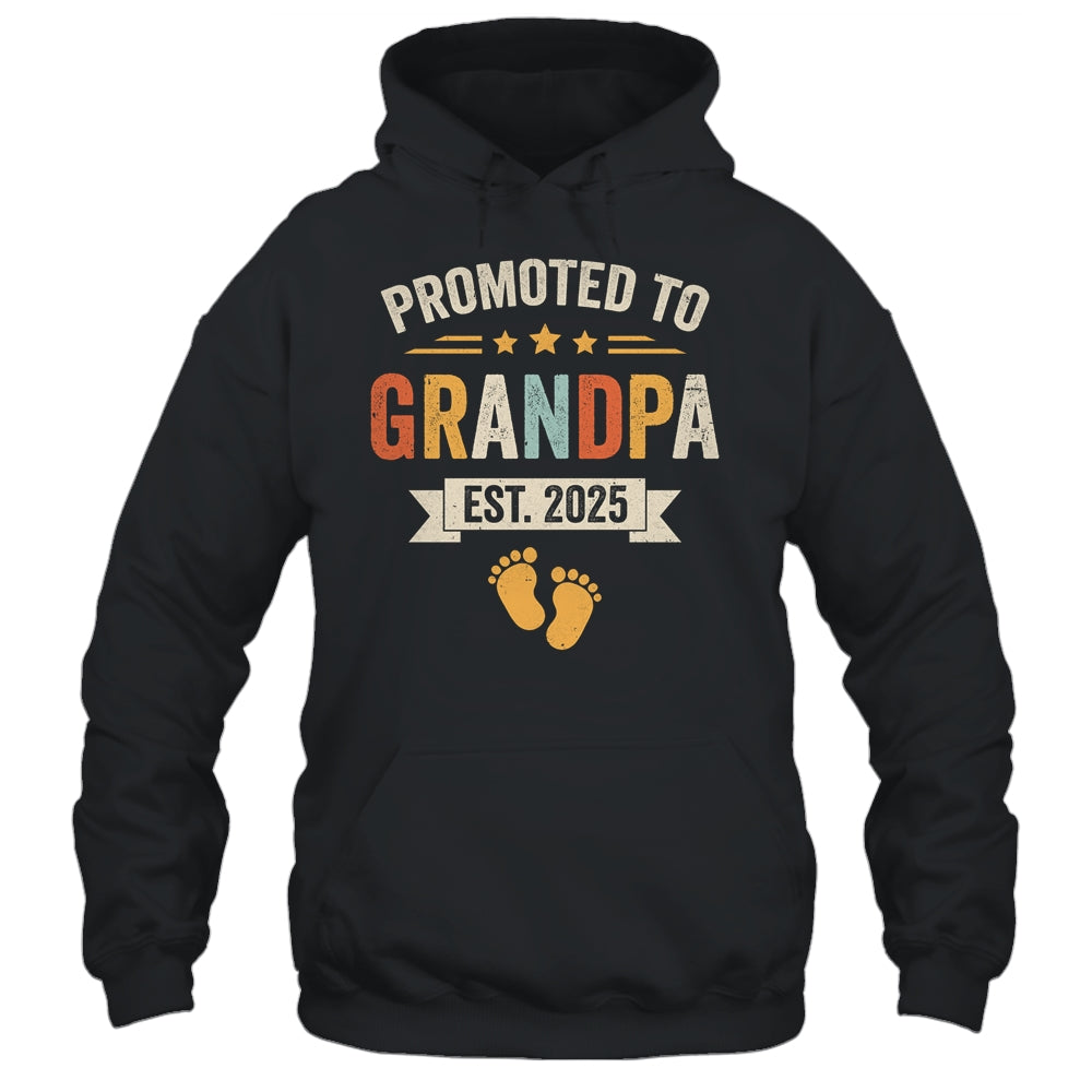 Promoted To Grandpa 2025 Retro Soon To Be Grandpa Est 2025 Shirt & Hoodie | siriusteestore