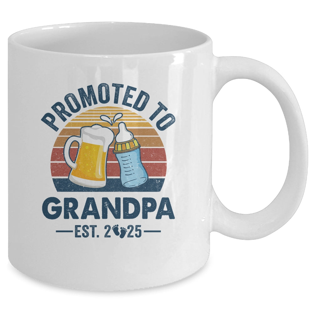 Promoted To Grandpa Est 2025 First Time Fathers Day Vintage Mug | siriusteestore