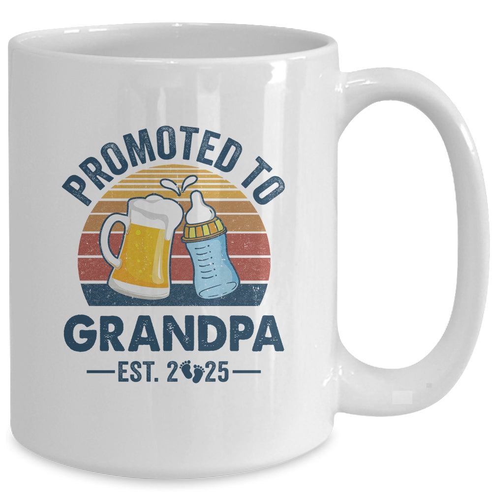 Promoted To Grandpa Est 2025 First Time Fathers Day Vintage Mug | siriusteestore
