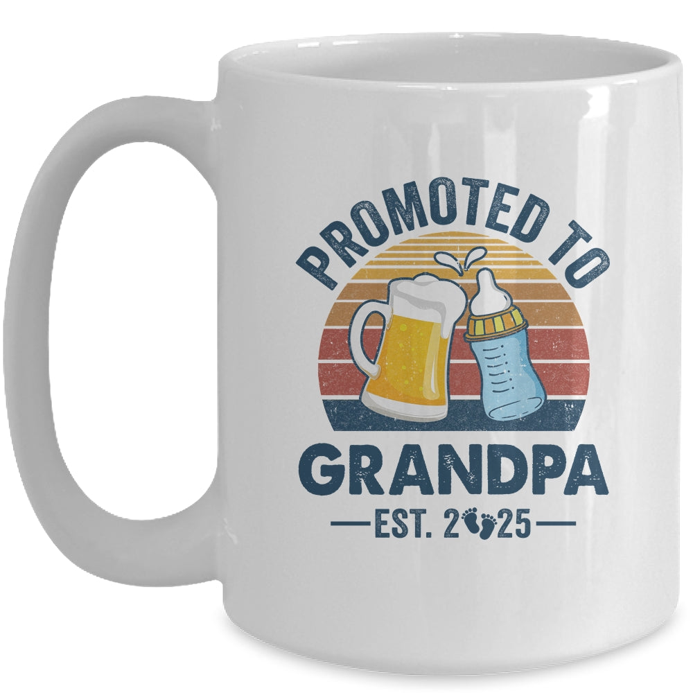 Promoted To Grandpa Est 2025 First Time Fathers Day Vintage Mug | siriusteestore