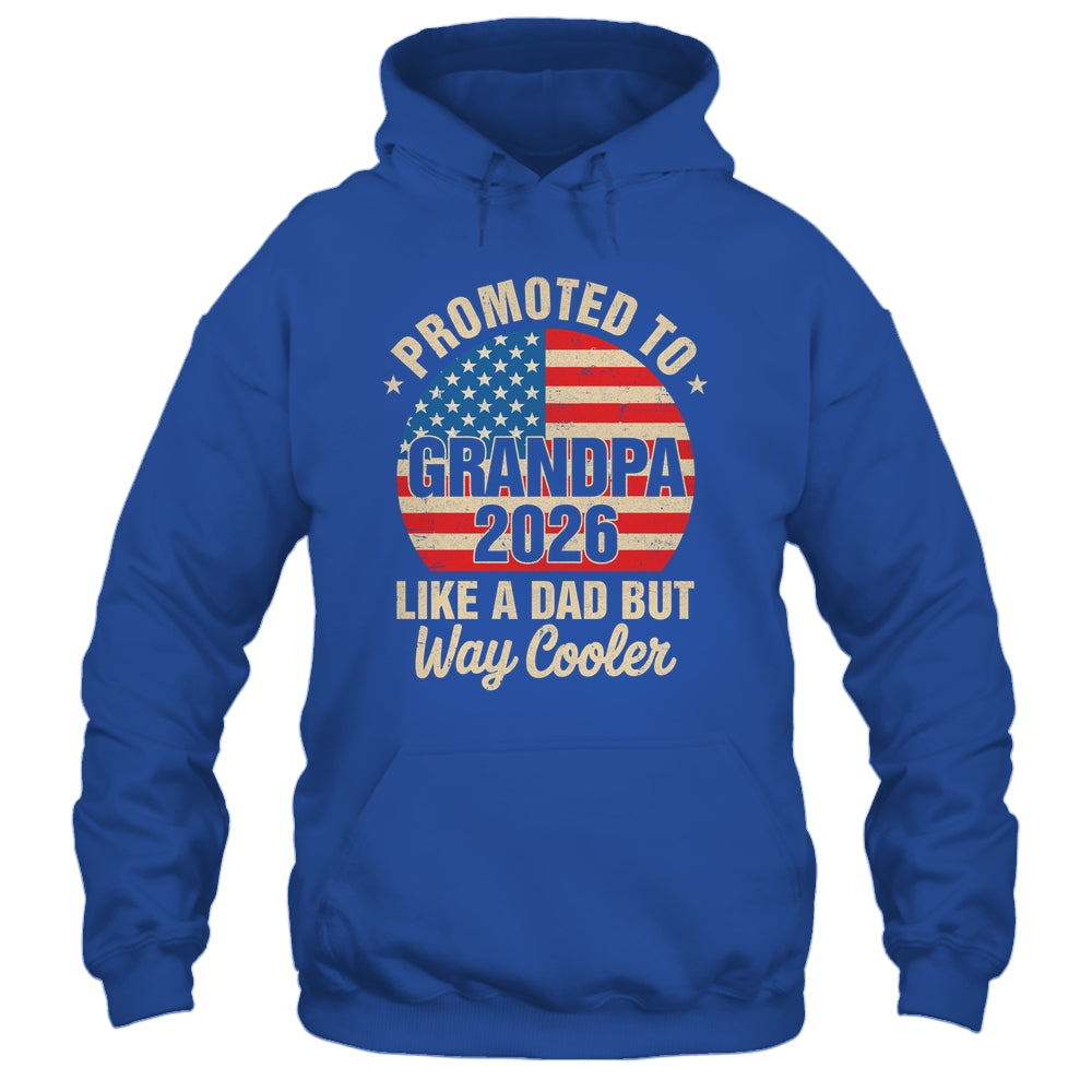 Promoted To Grandpa Est 2026 Soon To Be New Grandad US Flag Shirt & Hoodie | siriusteestore