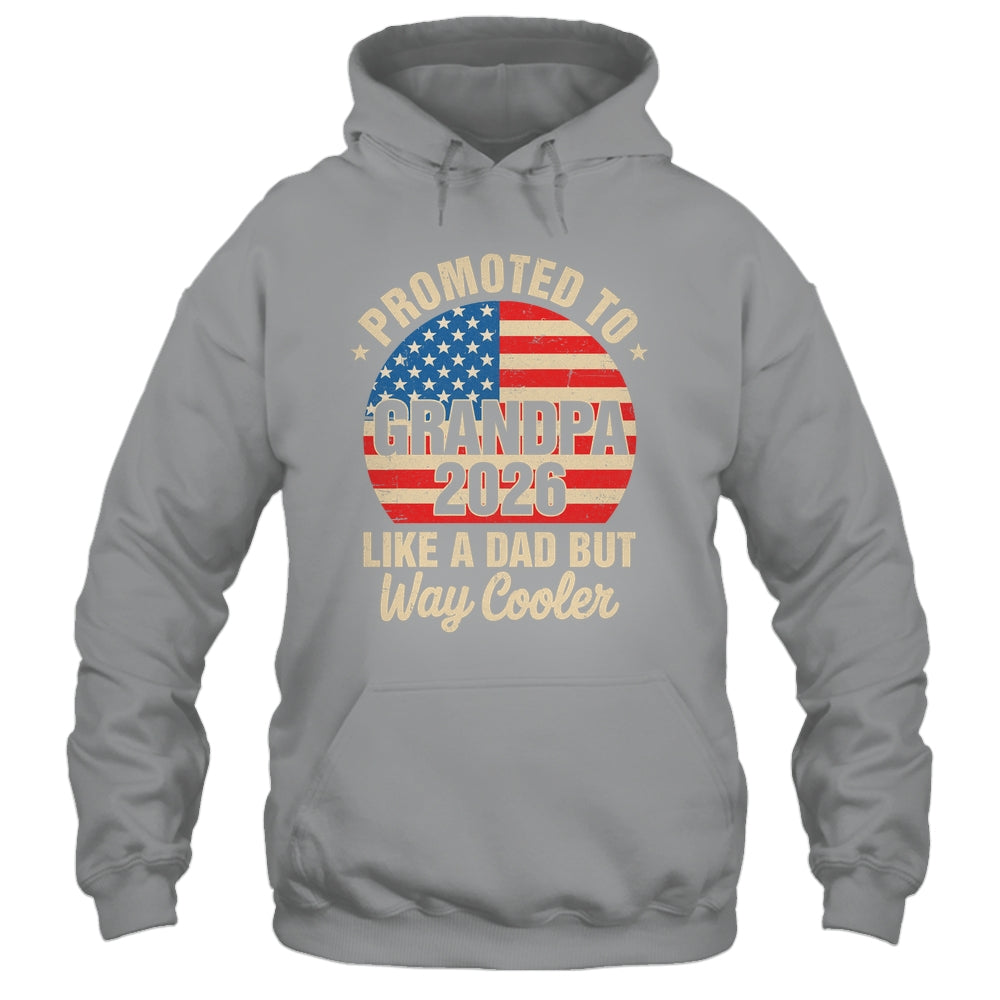 Promoted To Grandpa Est 2026 Soon To Be New Grandad US Flag Shirt & Hoodie | siriusteestore