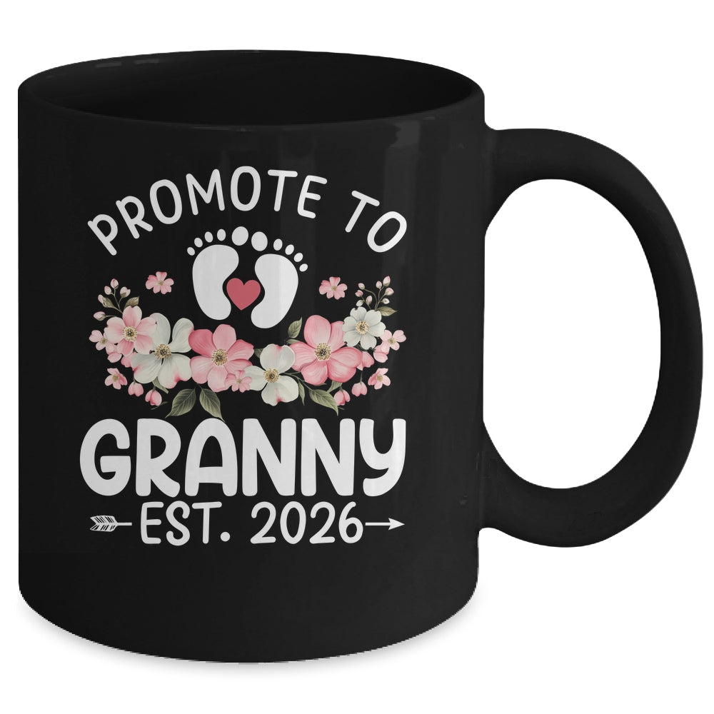 Promoted To Granny 2026 First Time Floral New Granny Mug | siriusteestore