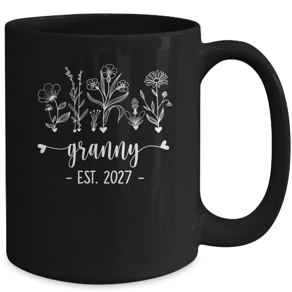 Promoted To Granny 2027 Pregnancy Announcement Floral Mug | siriusteestore