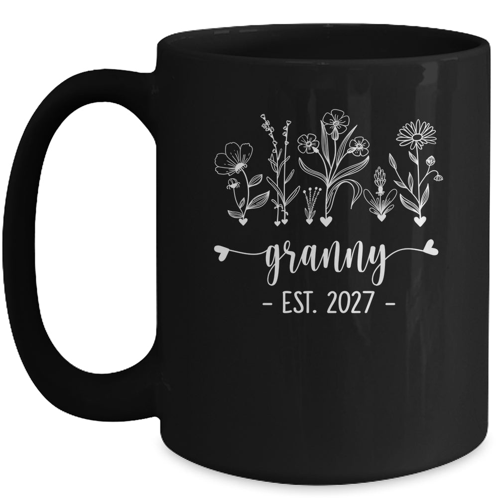 Promoted To Granny 2027 Pregnancy Announcement Floral Mug | siriusteestore
