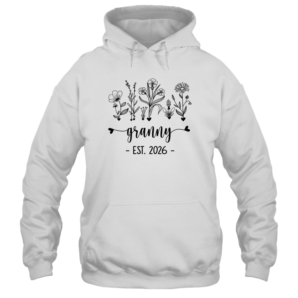 Promoted To Granny Est 2026 Pregnancy Announcement Flower Shirt & Hoodie | siriusteestore