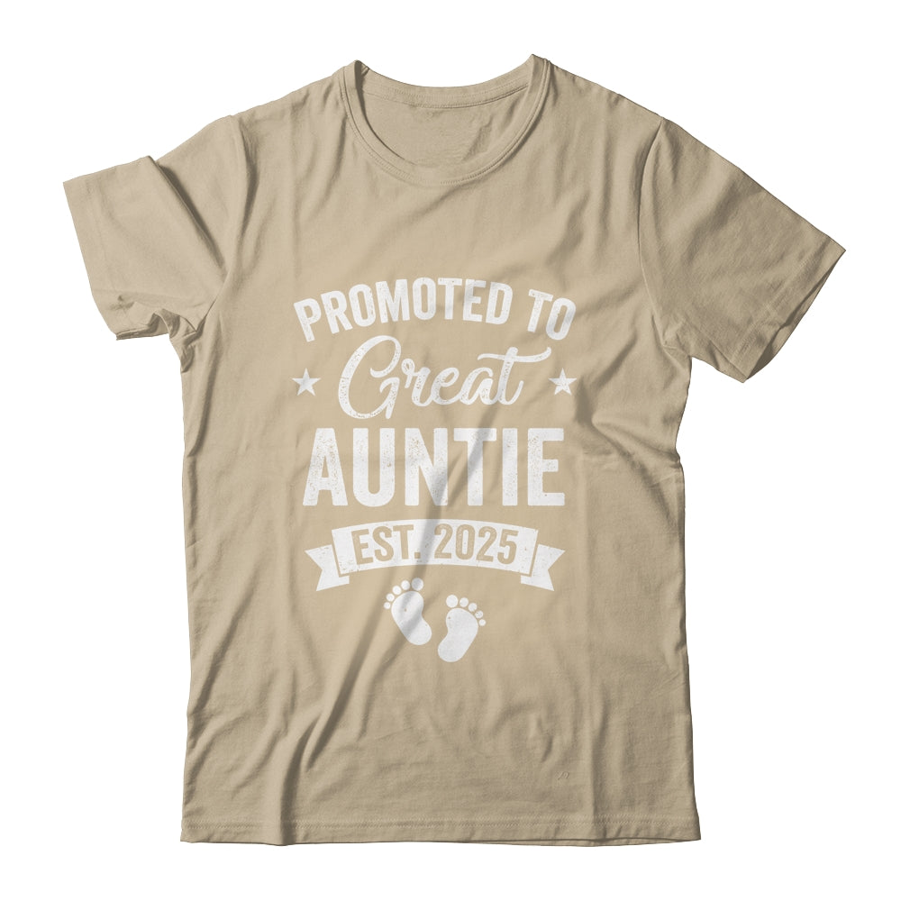 Promoted To Great Auntie Est 2025 Pregnancy Announcement Shirt & Tank Top | siriusteestore