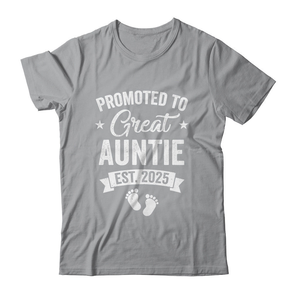 Promoted To Great Auntie Est 2025 Pregnancy Announcement Shirt & Tank Top | siriusteestore