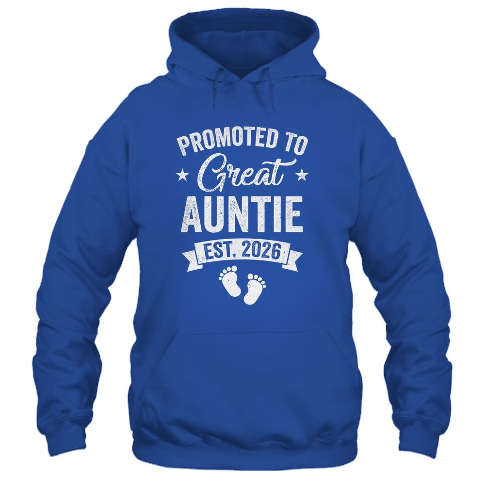 Promoted To Great Auntie Est 2026 Pregnancy Announcement Shirt & Hoodie | siriusteestore