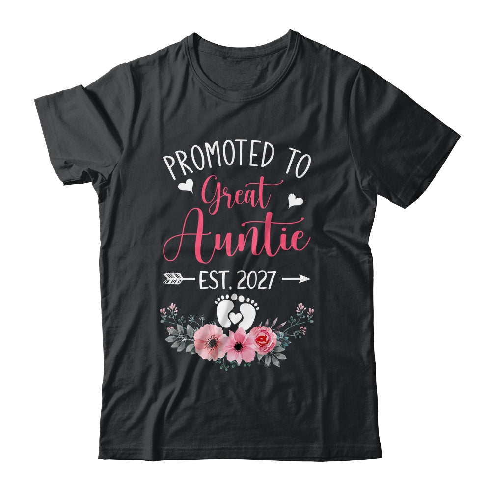 Promoted To Great Auntie Est 2027 Mothers Day Shirt & Tank Top | siriusteestore