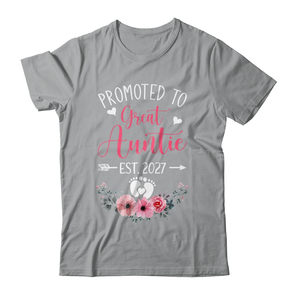 Promoted To Great Auntie Est 2027 Mothers Day Shirt & Tank Top | siriusteestore
