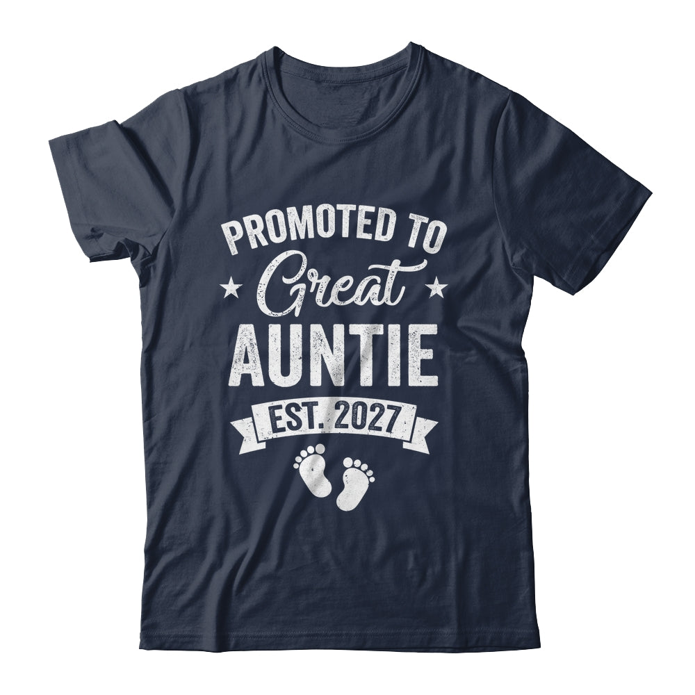 Promoted To Great Auntie Est 2027 Pregnancy Announcement Shirt & Tank Top | siriusteestore
