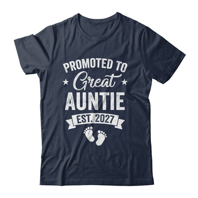 Promoted To Great Auntie Est 2027 Pregnancy Announcement Shirt & Tank Top | siriusteestore