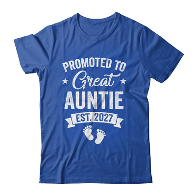 Promoted To Great Auntie Est 2027 Pregnancy Announcement Shirt & Tank Top | siriusteestore