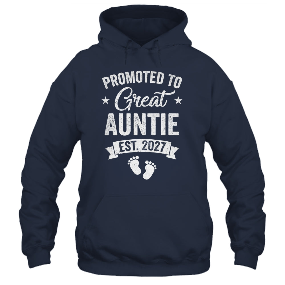 Promoted To Great Auntie Est 2027 Pregnancy Announcement Shirt & Tank Top | siriusteestore