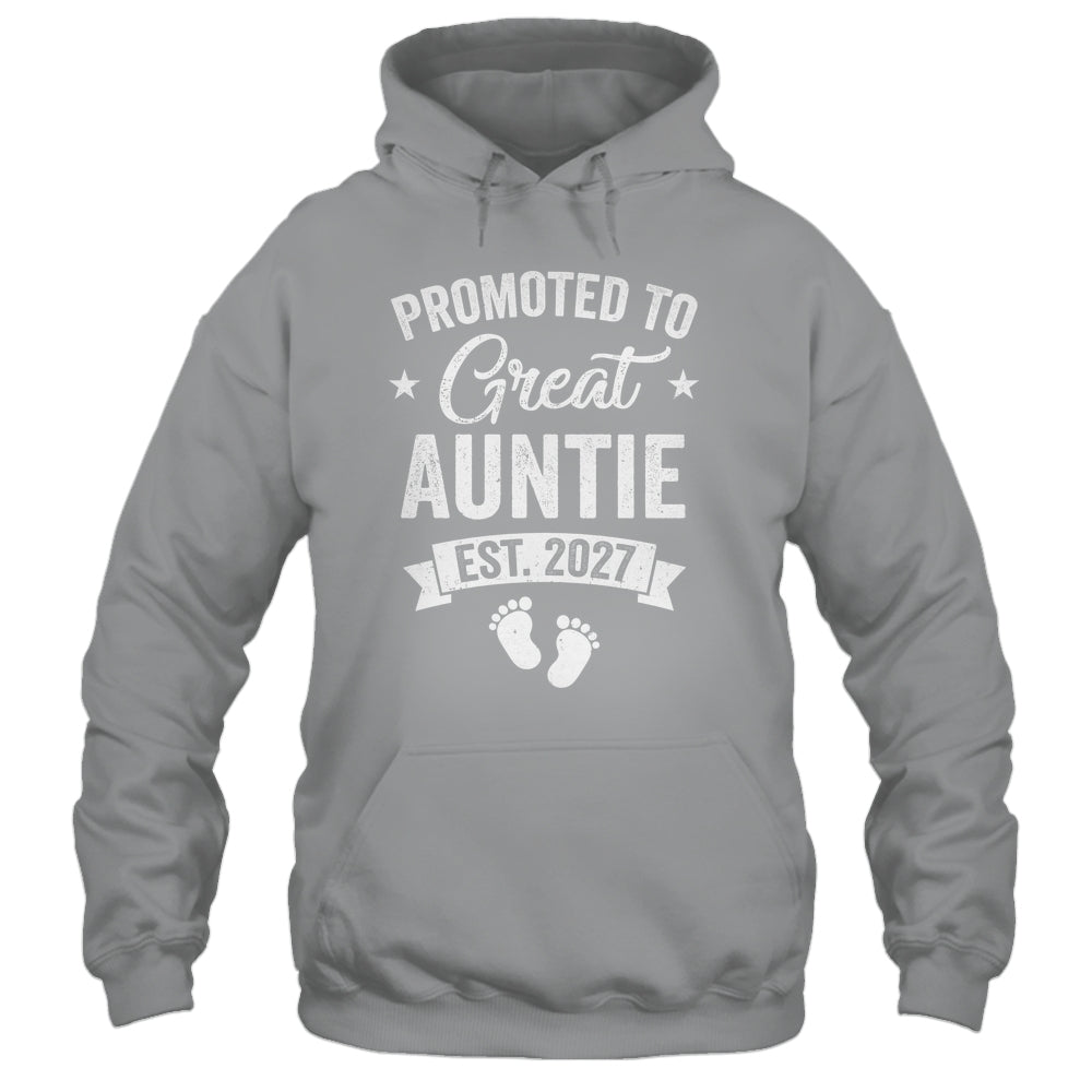 Promoted To Great Auntie Est 2027 Pregnancy Announcement Shirt & Tank Top | siriusteestore
