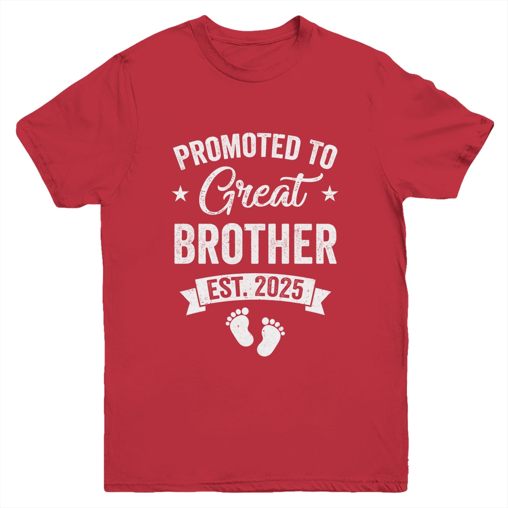 Promoted To Great Brother Est 2025 Pregnancy Announcement Youth Shirt | siriusteestore