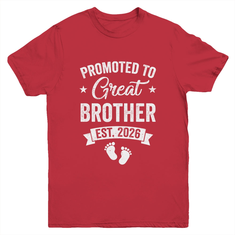 Promoted To Great Brother Est 2026 Pregnancy Announcement Youth Shirt | siriusteestore