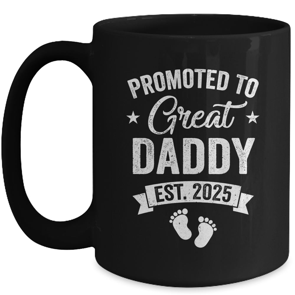 Promoted To Great Daddy Est 2025 Pregnancy Announcement Mug | siriusteestore