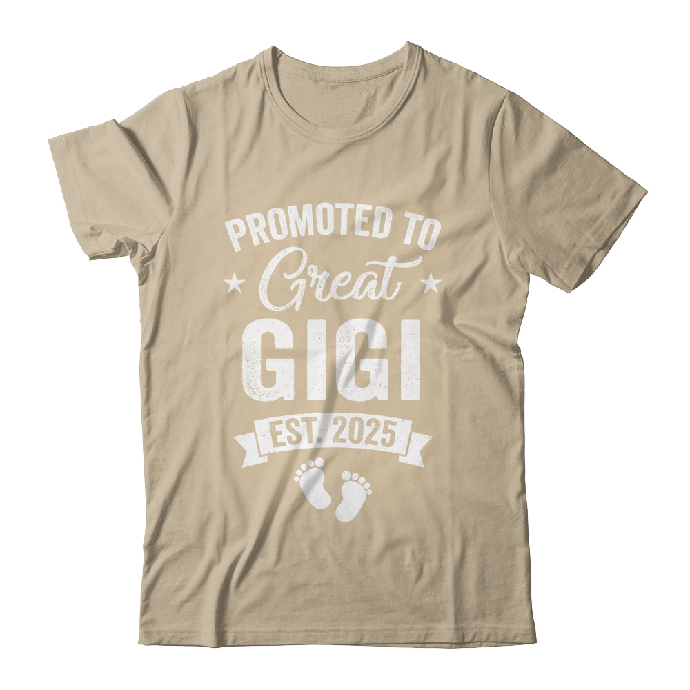 Promoted To Great Gigi Est 2025 Pregnancy Announcement Shirt & Tank Top | siriusteestore