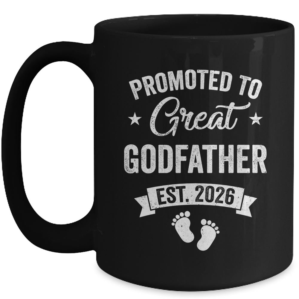 Promoted To Great Godfather Est 2026 Pregnancy Announcement Mug | siriusteestore
