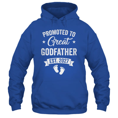 Promoted To Great Godfather Est 2027 Pregnancy Announcement Shirt & Hoodie | siriusteestore