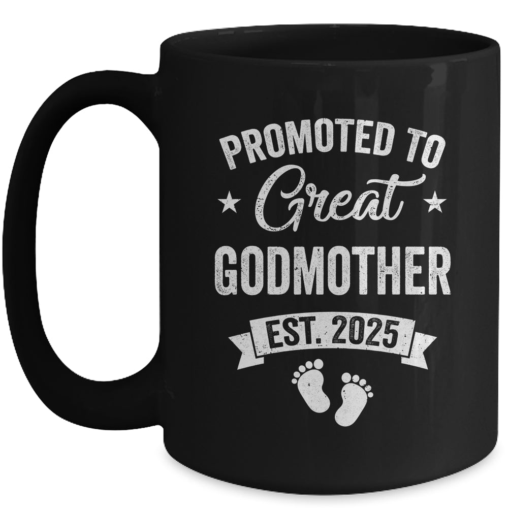 Promoted To Great Godmother Est 2025 Pregnancy Announcement Mug | siriusteestore