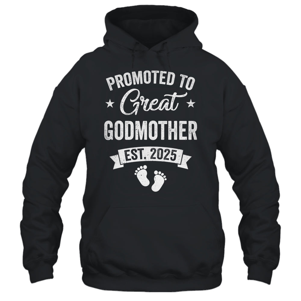 Promoted To Great Godmother Est 2025 Pregnancy Announcement Shirt & Tank Top | siriusteestore