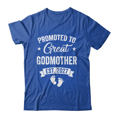 Promoted To Great Godmother Est 2027 Pregnancy Announcement Shirt & Tank Top | siriusteestore