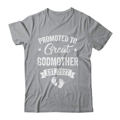 Promoted To Great Godmother Est 2027 Pregnancy Announcement Shirt & Tank Top | siriusteestore