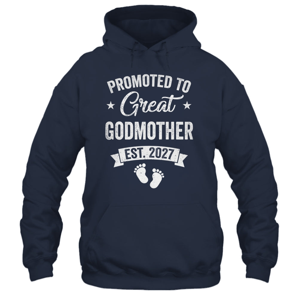 Promoted To Great Godmother Est 2027 Pregnancy Announcement Shirt & Tank Top | siriusteestore