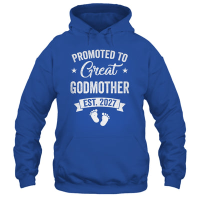 Promoted To Great Godmother Est 2027 Pregnancy Announcement Shirt & Tank Top | siriusteestore