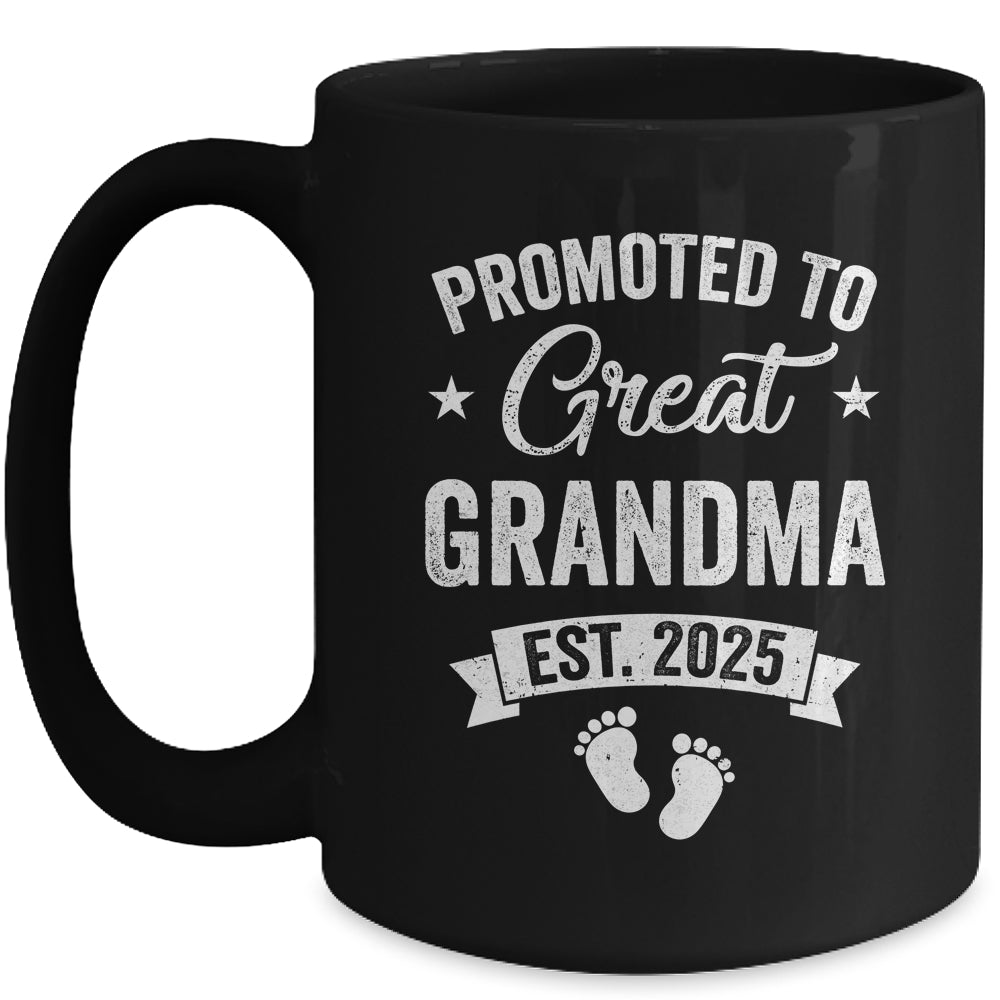 Promoted To Great Grandma Est 2025 Pregnancy Announcement Mug | siriusteestore