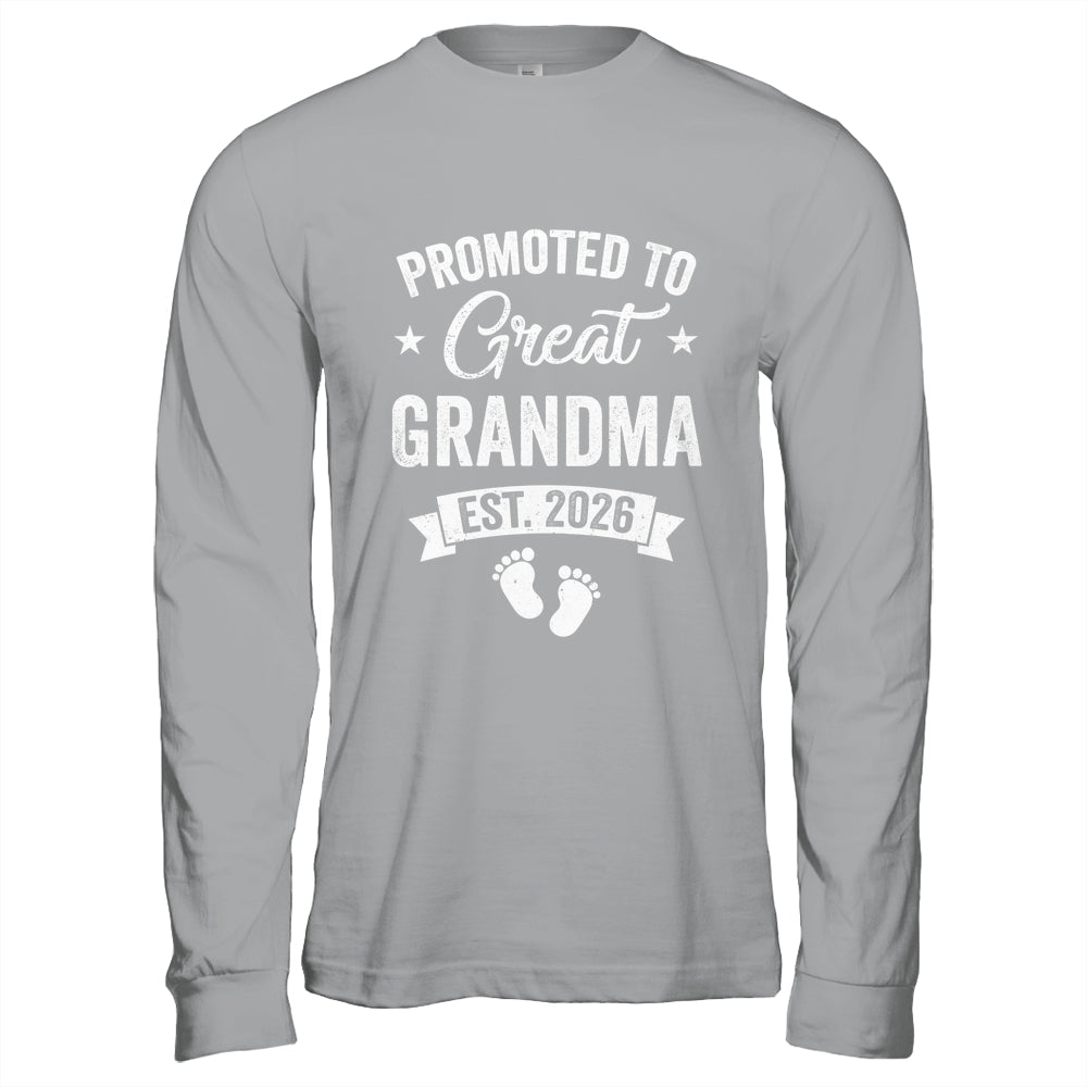 Promoted To Great Grandma Est 2026 Pregnancy Announcement Shirt & Hoodie | siriusteestore