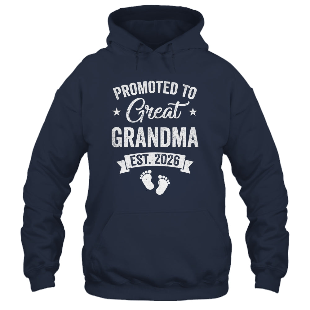 Promoted To Great Grandma Est 2026 Pregnancy Announcement Shirt & Hoodie | siriusteestore