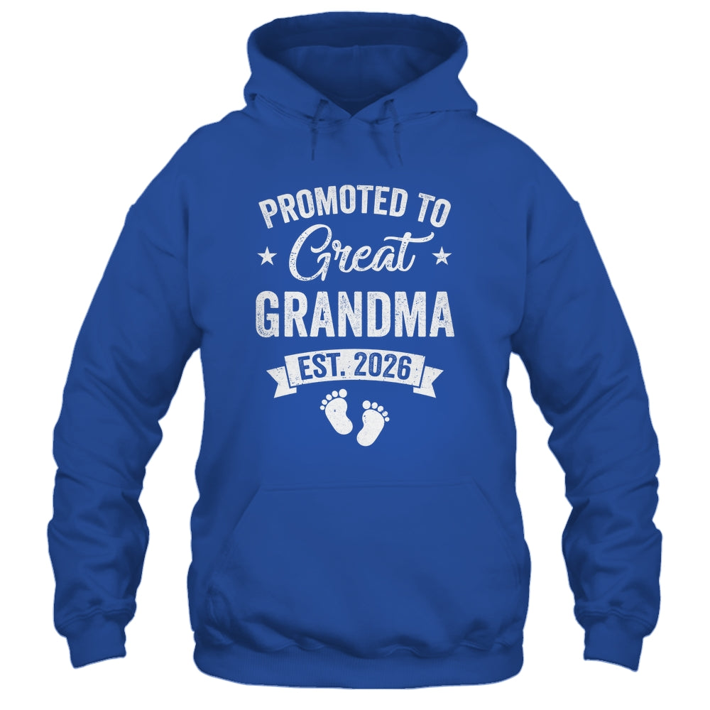 Promoted To Great Grandma Est 2026 Pregnancy Announcement Shirt & Hoodie | siriusteestore